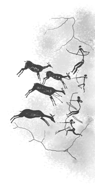 Illustration of deer in mountains