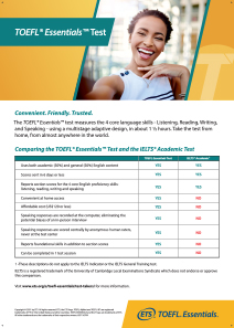 Vergleich des TOEFL Essentials Test und des IELTS Academic Test