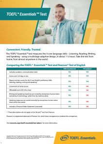 Comparando o Teste Essenciais do TOEFL com o Teste Pearson de Inglês