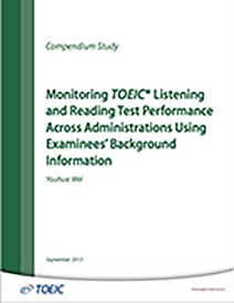 leia mais sobre o acompanhamento do desempenho nos testes de escuta e leitura do TOEIC entre administrações, utilizando a informação de base do examinado