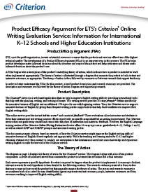 Criterion product efficacy, K12, higher ed document  