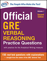 Do.mbnail Bild der offiziellen GRE® Fragen zur verbalen Begründungspraxis Band 1, zweite Ausgabe