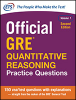 Imagen en miniatura de las preguntas oficiales de práctica de razonamiento cuantitativo GRE, volumen 1, segunda edición