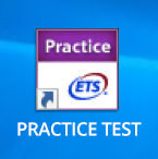 Computer desktop shown with GRE TEST icon.